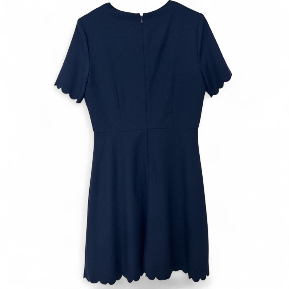 Banana Republic Navy Blue Scallop Hem Dress Women’s Size 6 Short Sleeve Lined - Picture 2 of 4